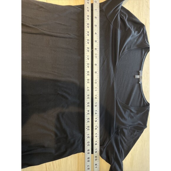 EILEEN FISHER Black Dress Size Large Stretch Jersey Midi Rayon Soft - Picture 8 of 9